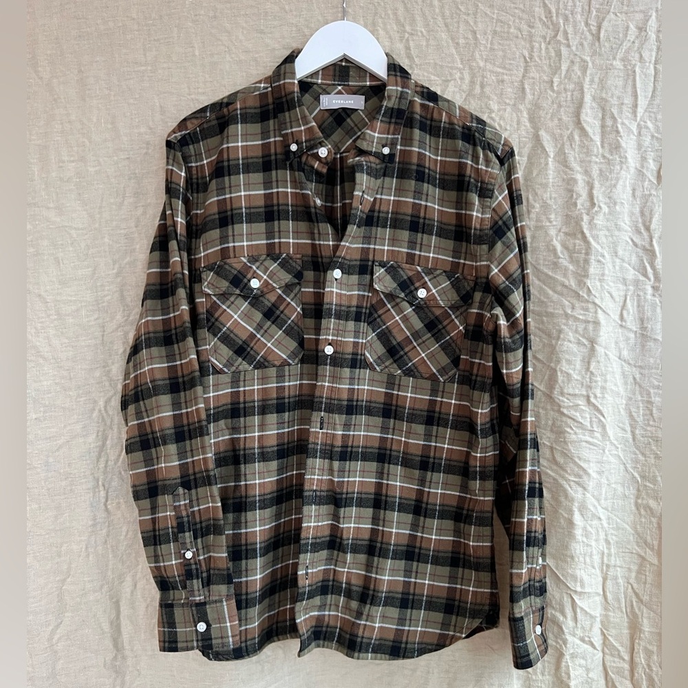 Everlane Green plaid flannel size Large